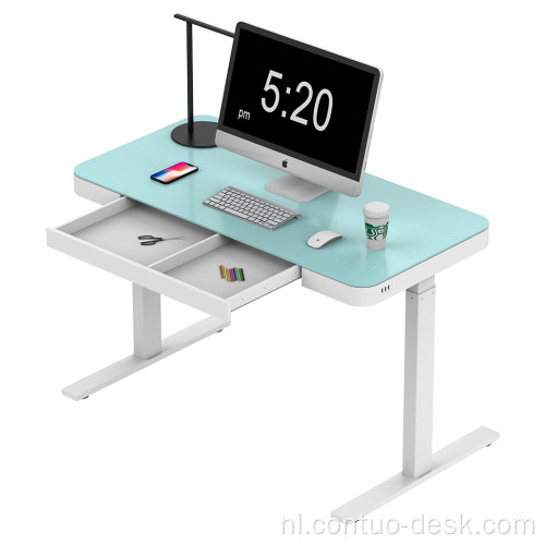 2024 Luxe 2 -poot Elektrische Sit Up Single Motor Standing Desk Elektrische Hoogte Verstelbaar Computerbureau Witte Office